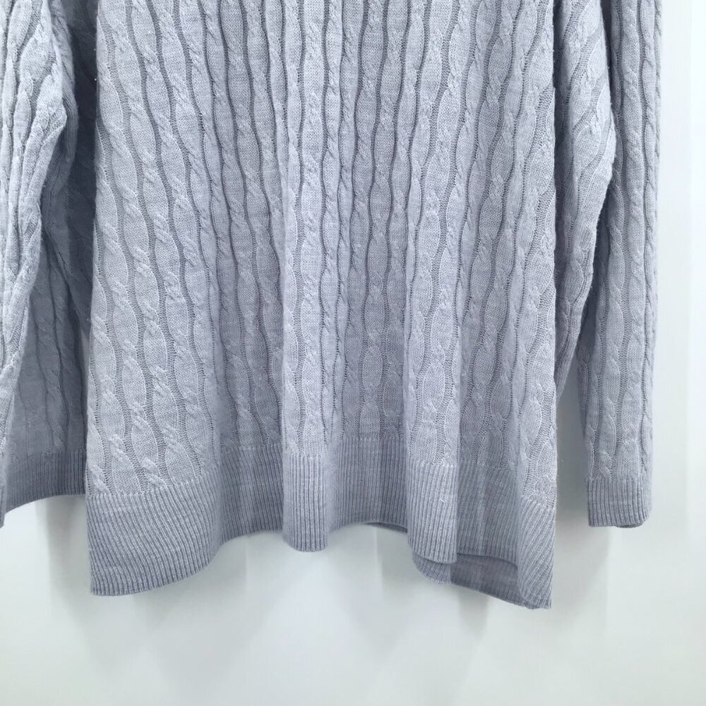 Women's 2X Gray Cable Knit Sweater Lightweight Long Sleeve Round Neckline Spring - Picture 4 of 10